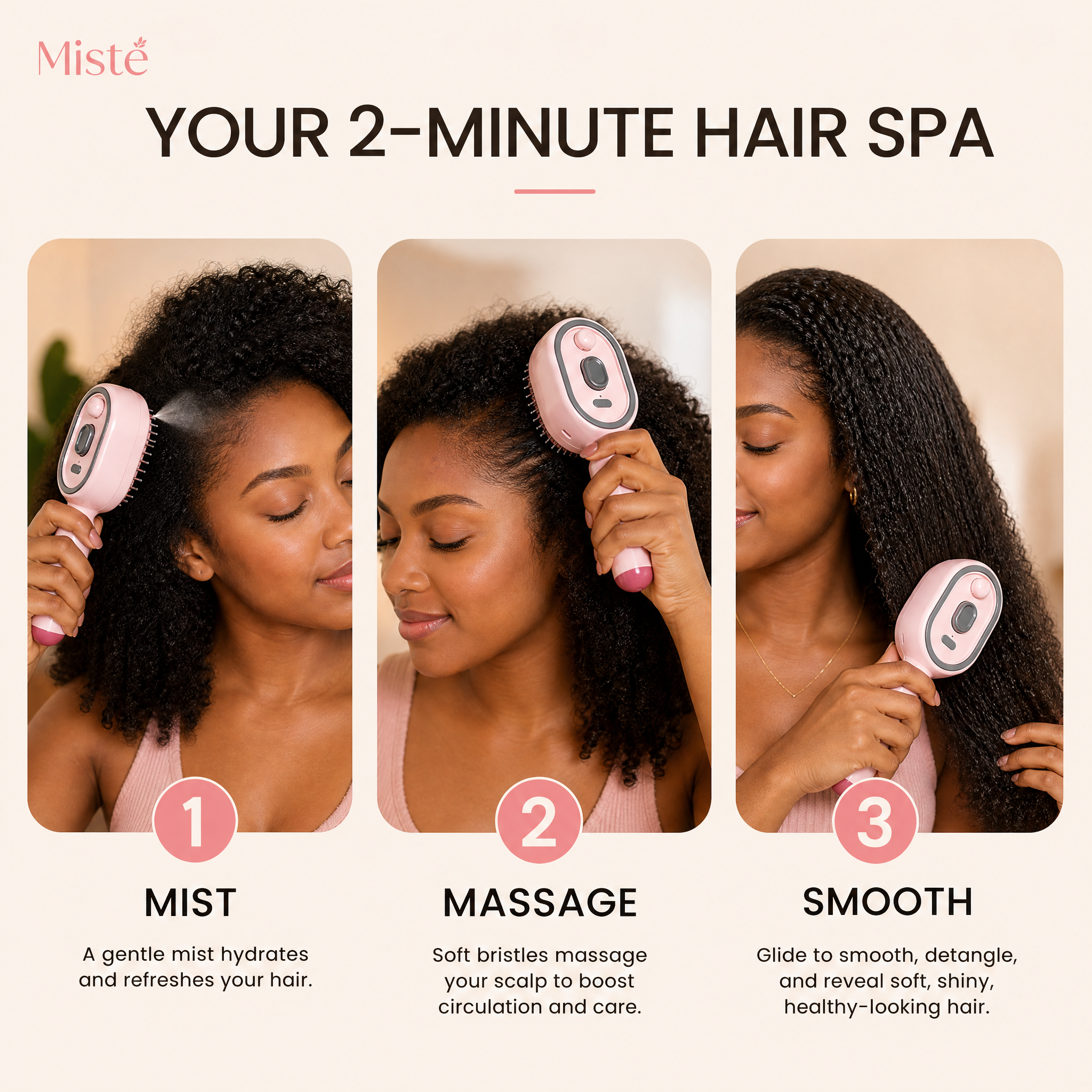 Your 2-minute hair spa: mist, massage, smooth